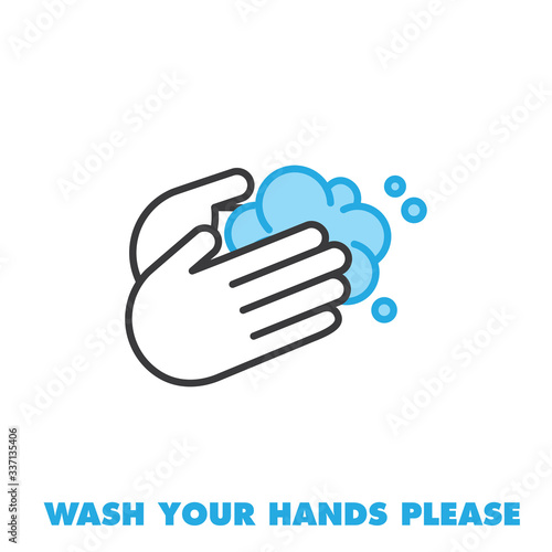 Wash your hands vector icon. Vector line art illustration. © Matias