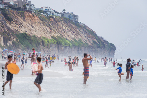 Moonlight Beach on a busy summer day