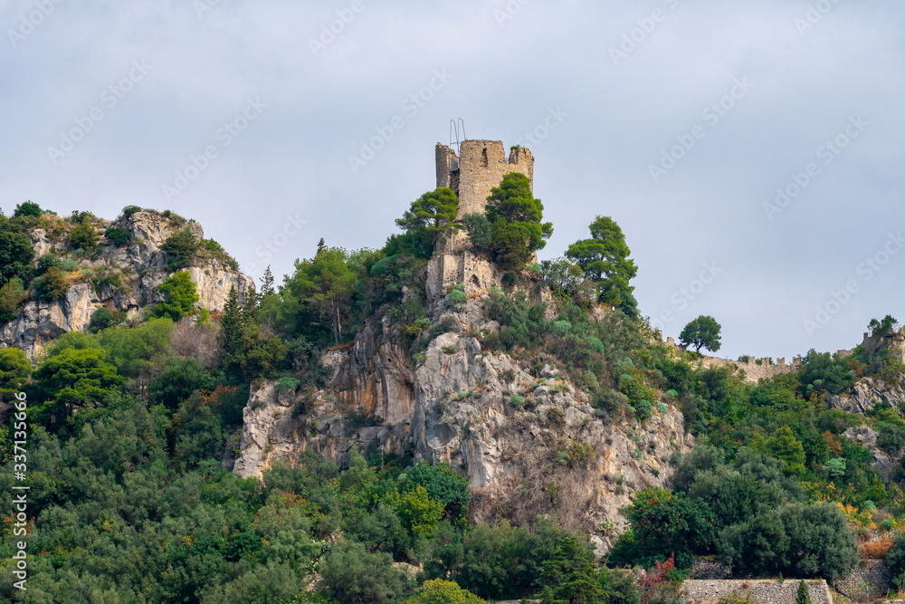 Old medieval castle tower, the Amalfi Coast