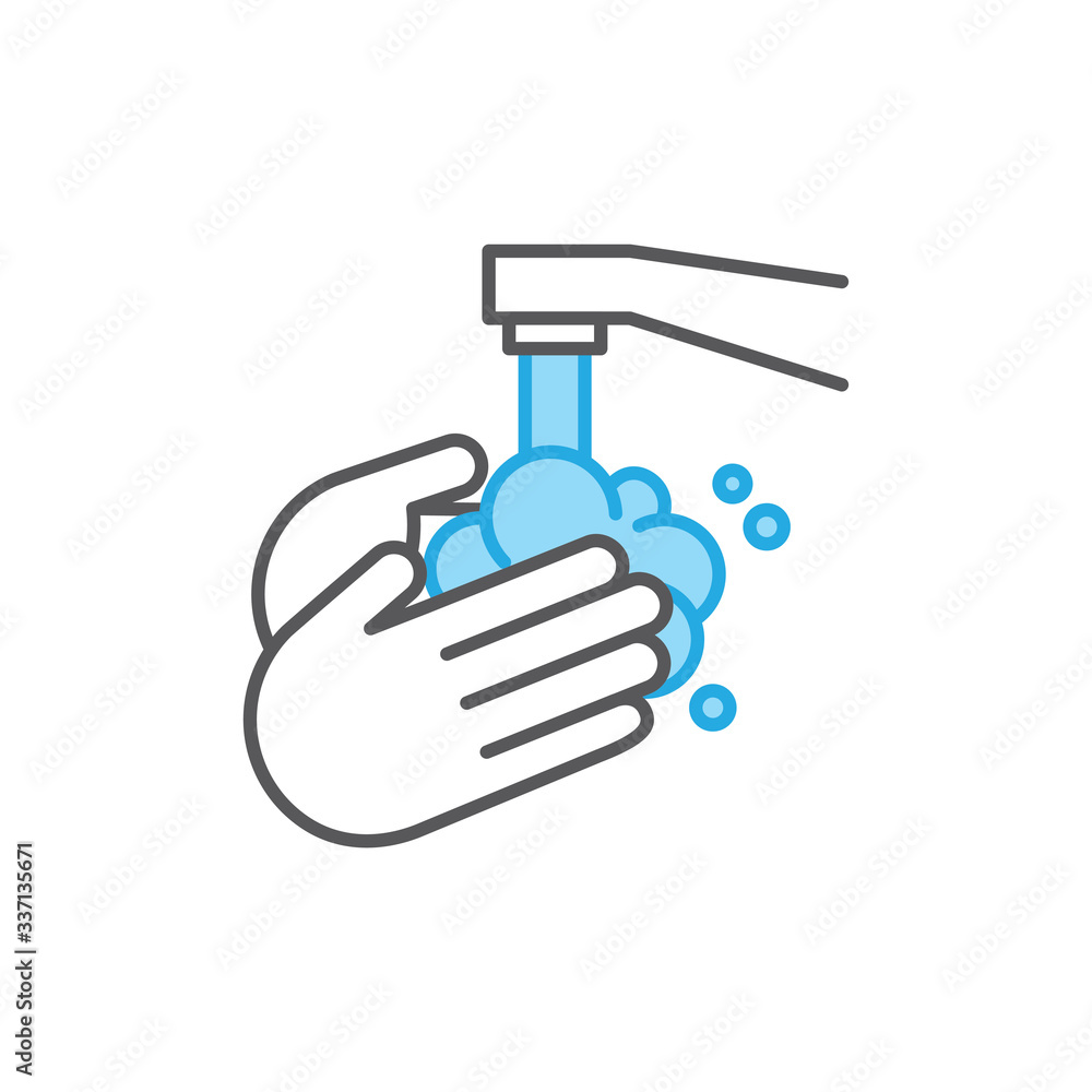 Wash your hands vector icon. Vector line art illustration. Wash your hands vector icon. Vector line art illustration.