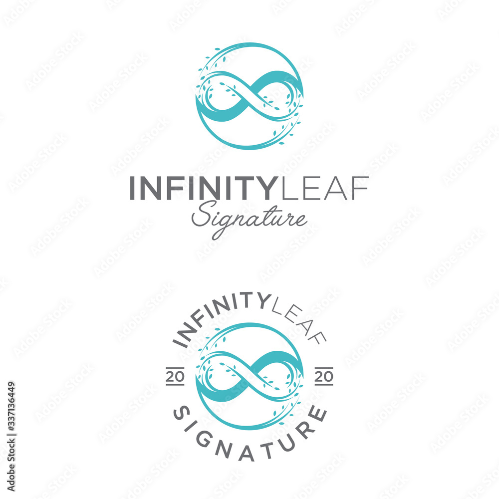 circle and infinity logo with leaf Vector design template circle and infinity logo with leaf Vector design template