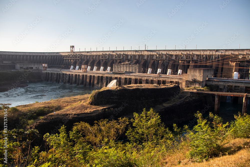 Itaipu Dam hydroelectric between Brazil and Paraguay. Itaipu Binational. 