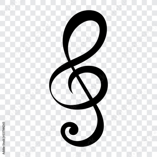 Abstract music note clef, key, isolated vector illustration.