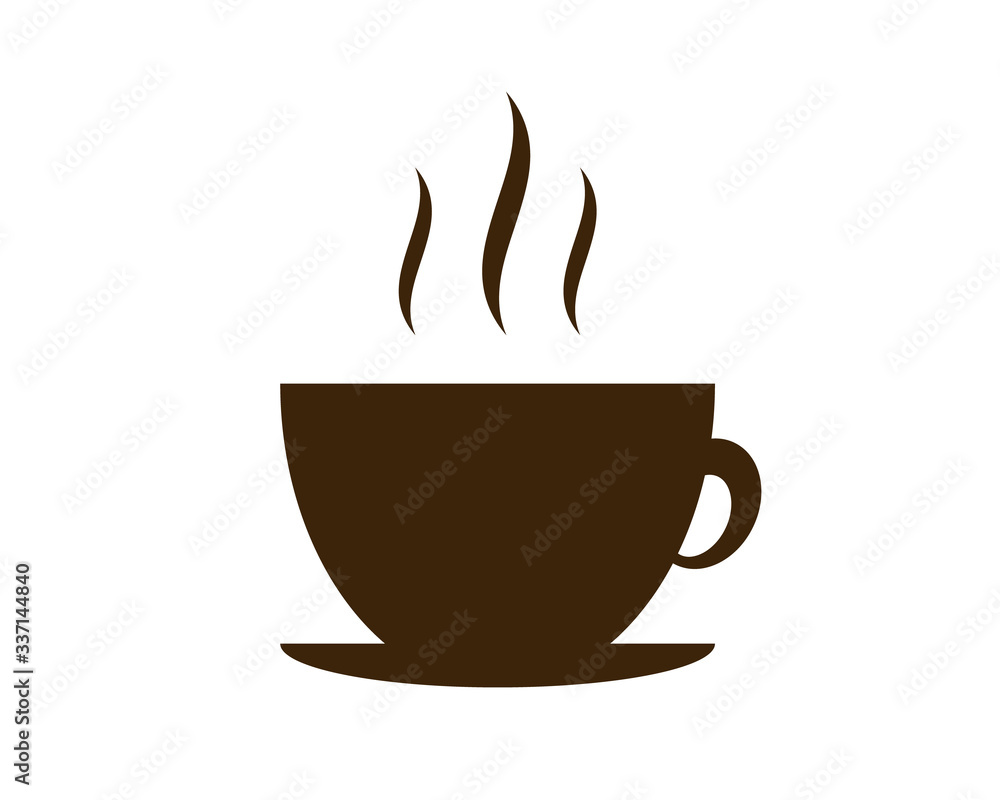 Fototapeta premium Hot coffee brown icon vector or Illustration or logo isolate on white background. Flat style icon