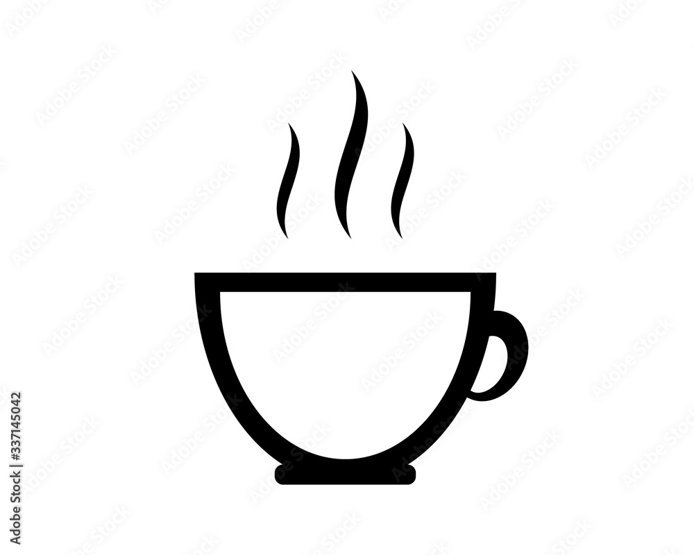 Hot coffee black icon vector or Illustration or logo isolate on white background. Flat style icon Hot coffee black icon vector or Illustration or logo isolate on white background. Flat style icon