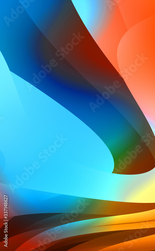 Abstract background with colorful gradient. Vibrant graphic wallpaper with stripes design. Fluid 2D illustration of modern movement.