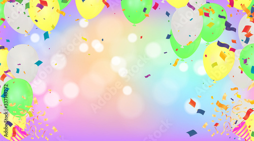 Realistic glossy Birthday poster with flying balloons. EPS 10
