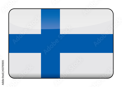 リッチデザインのフィンランドの国旗のイラスト｜半立体で光沢感のある国旗｜Finnish flag　ベクターデータ