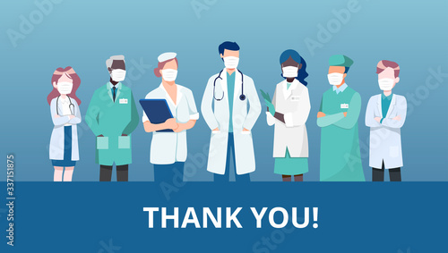 Vector of a medical team of doctors and nurses
