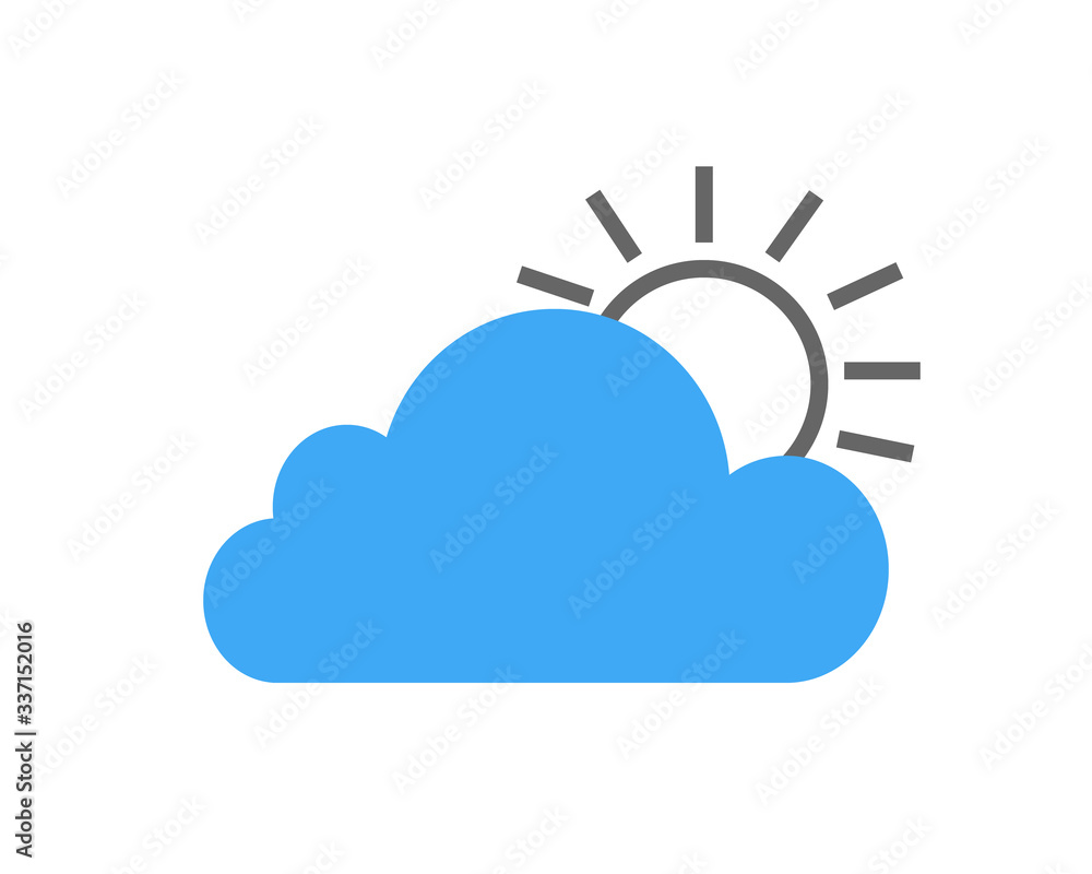 Weather icons flat vector symbols with clode and sun on white background Weather icons flat vector symbols with clode and sun on white background