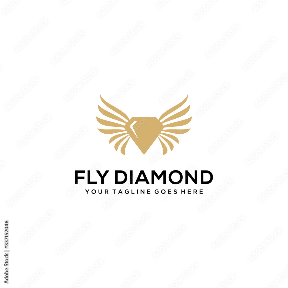 Modern stylist Diamond fly with wings logo vector