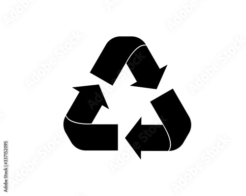 Black recycle icon vector. Flat icon isolated on the white background. Vector illustration.