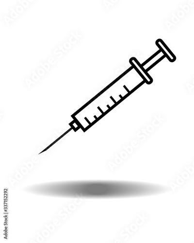 black and white syringe simple vector logo and icon flat style isolated on white background. vector illustration EPS10