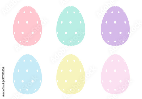 Mix Easter eggs for Easter holidays dot pattern in pastel color isoleted in white background
