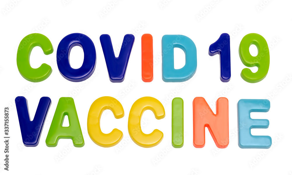 Text COVID-19 VACCINE on a white background.