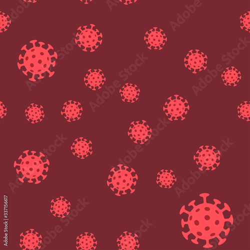Coronavirus bacteria seamless pattern. Pandemic virus design texture background.