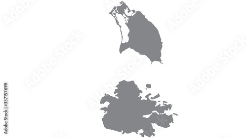 Antigua and Barbuda map with gray tone on white background,illustration,textured , Symbols of Antigua and Barbuda