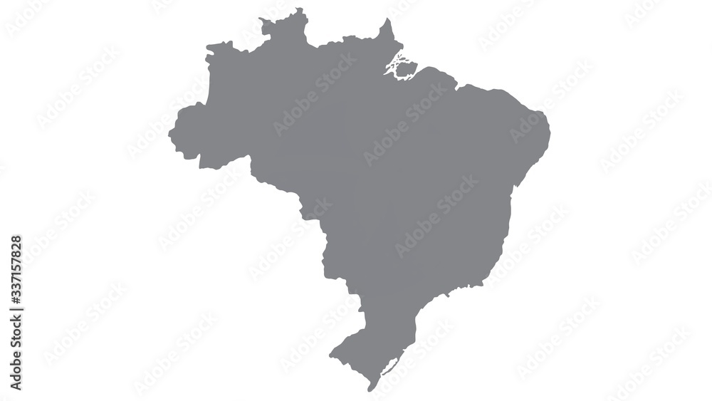 Brazil  map with gray tone on  white background,illustration,textured , Symbols of Brazil