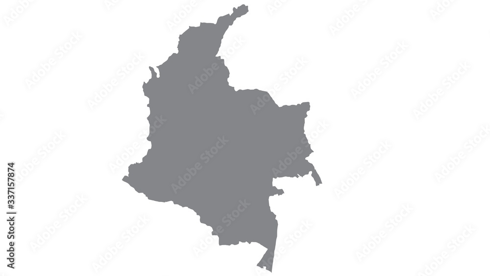 Colombia map with gray tone on  white background,illustration,textured , Symbols of Colombia