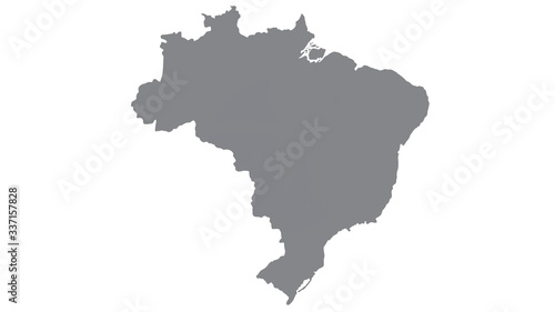 Brazil  map with gray tone on  white background illustration textured   Symbols of Brazil