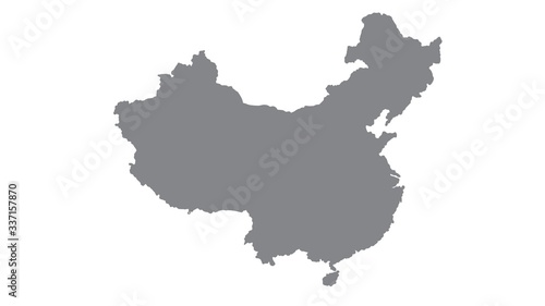 China map with gray tone on white background,illustration,textured , Symbols of China