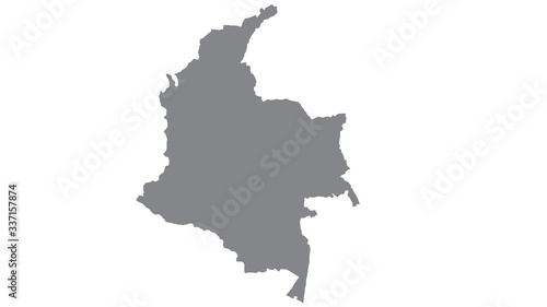Colombia map with gray tone on  white background,illustration,textured , Symbols of Colombia
