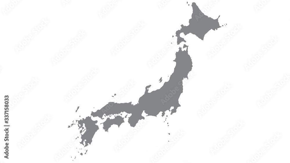 Obraz premium Japan map with gray tone on white background,illustration,textured , Symbols of Japan