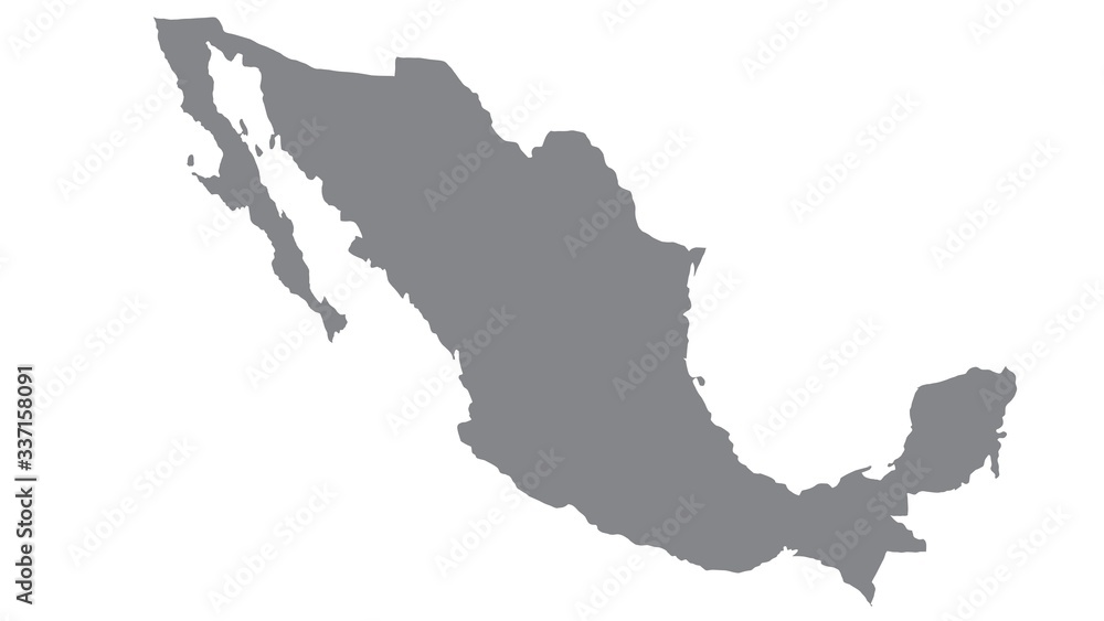 Fototapeta premium Mexico map with gray tone on white background,illustration,textured , Symbols of Mexico