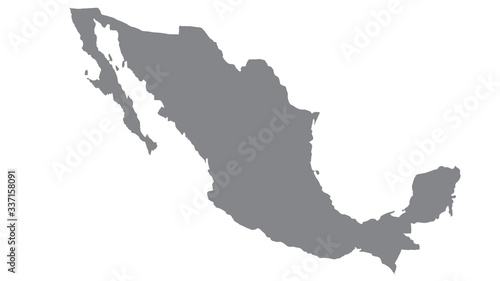 Mexico map with gray tone on white background,illustration,textured , Symbols of Mexico
