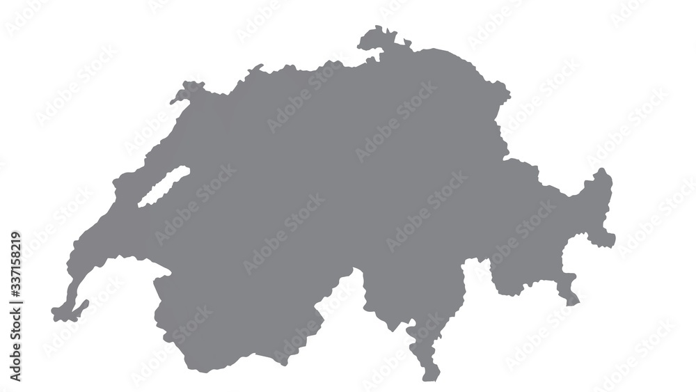 Switzerland map with gray tone on  white background,illustration,textured , Symbols of Switzerland