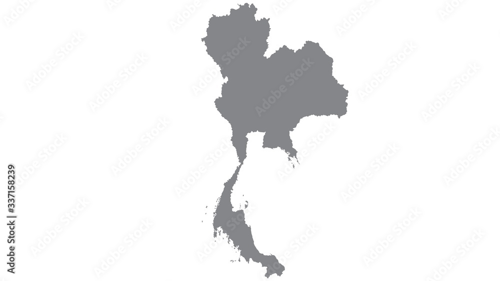 Thailand map with gray tone on  white background,illustration,textured , Symbols of Thailand