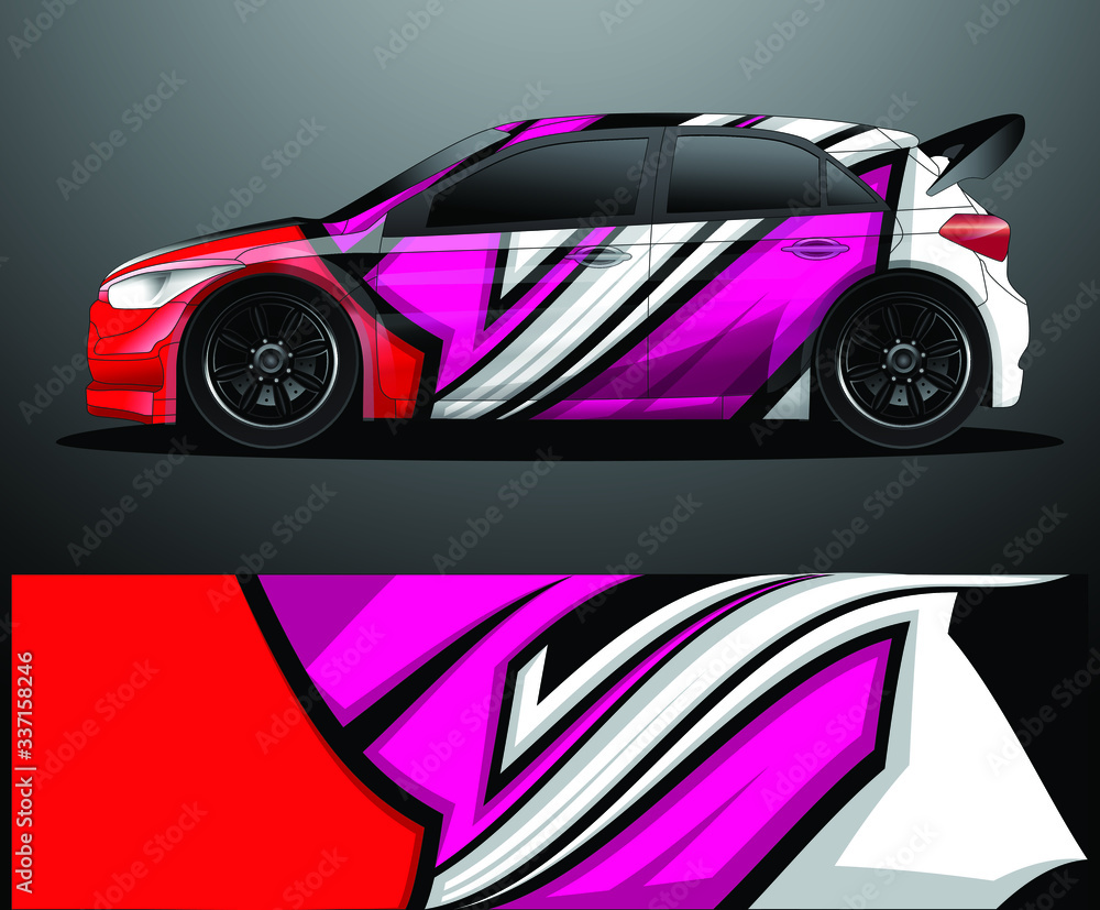 Rally car decal graphic wrap vector, abstract background