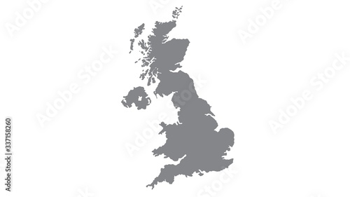 UK or England map with gray tone on white background,illustration,textured , Symbols of UK or England