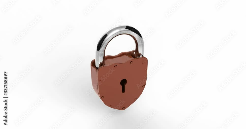 4K Orbit Animation of 3d Steel Locker, Padlock Symbol, Key Lock Illustration Privacy and Password Sign, Safety and Security Protection with Locked Secure Mechanism Locking System