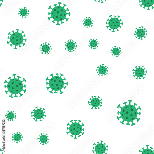 Coronavirus bacteria seamless pattern. Pandemic virus design texture background.