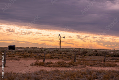 Windmill at sunset, Outback Australia