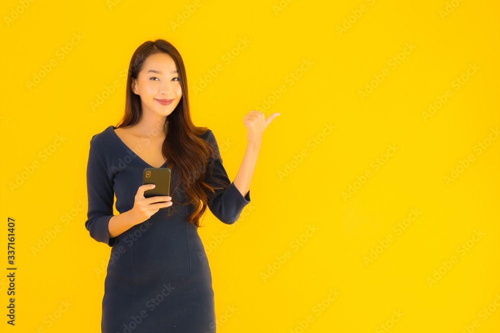 Portrait beautiful young asian woman with phone Portrait beautiful young asian woman with phone