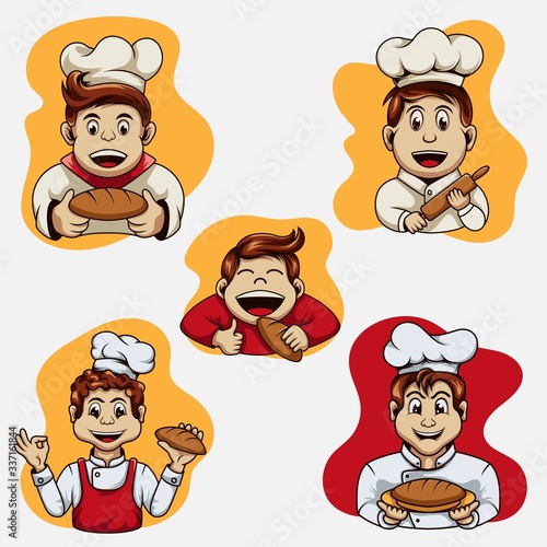 The little bakery boy chef's logo is happy