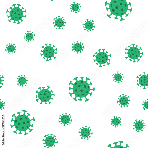 Coronavirus bacteria seamless pattern. Pandemic virus design texture background.