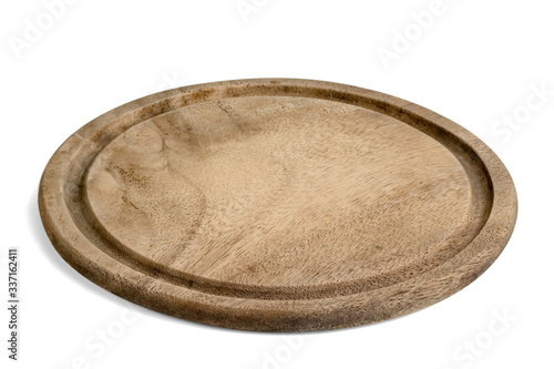 Wooden plate isolated on white background ,include clipping path