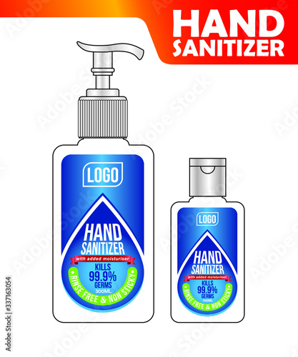 Hand sanitizer label design vector graphic template for packaging design.