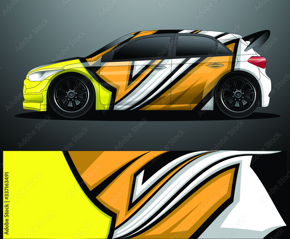 Rally car decal graphic wrap vector, abstract background