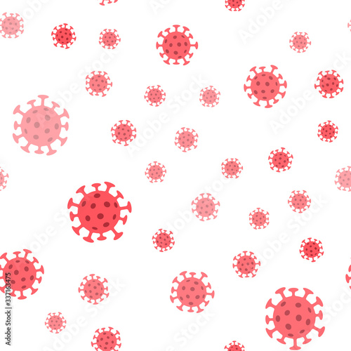 Coronavirus bacteria seamless pattern. Pandemic virus design texture background.