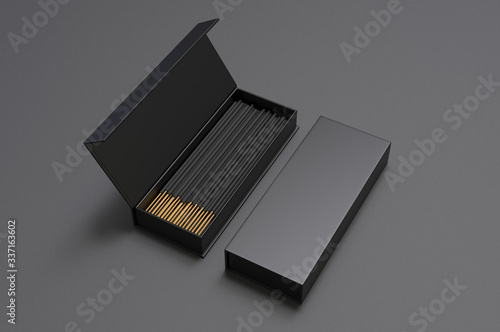 Fotografie, Obraz Blank Packaging Incense Stick Paper Box For Branding, 3d render illustration