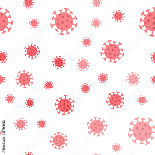 Coronavirus bacteria seamless pattern. Pandemic virus design texture background.