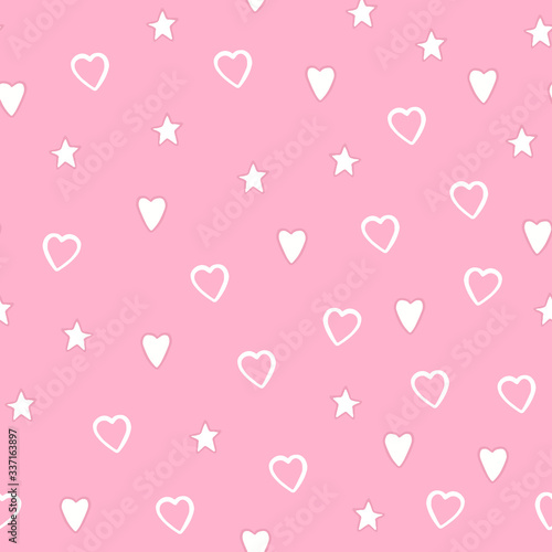 Simple hearts shapes seamless pattern on pink background. Valentines Day wallpaper. 14 february backdrop