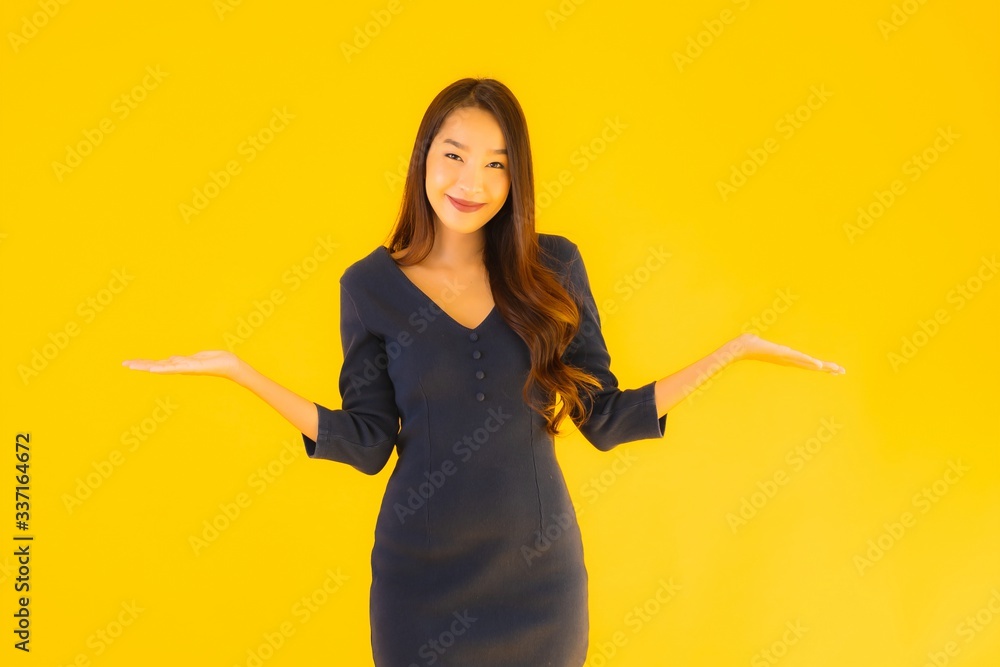 Portrait beautiful young asian woman with action Portrait beautiful young asian woman with action
