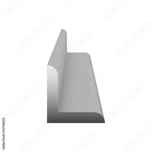 Steel product icon. L chanel profile shape. That alloy of iron from steel production industry and metallurgy used as beam, bar, frame, girder, structure in engineering, construction building material.