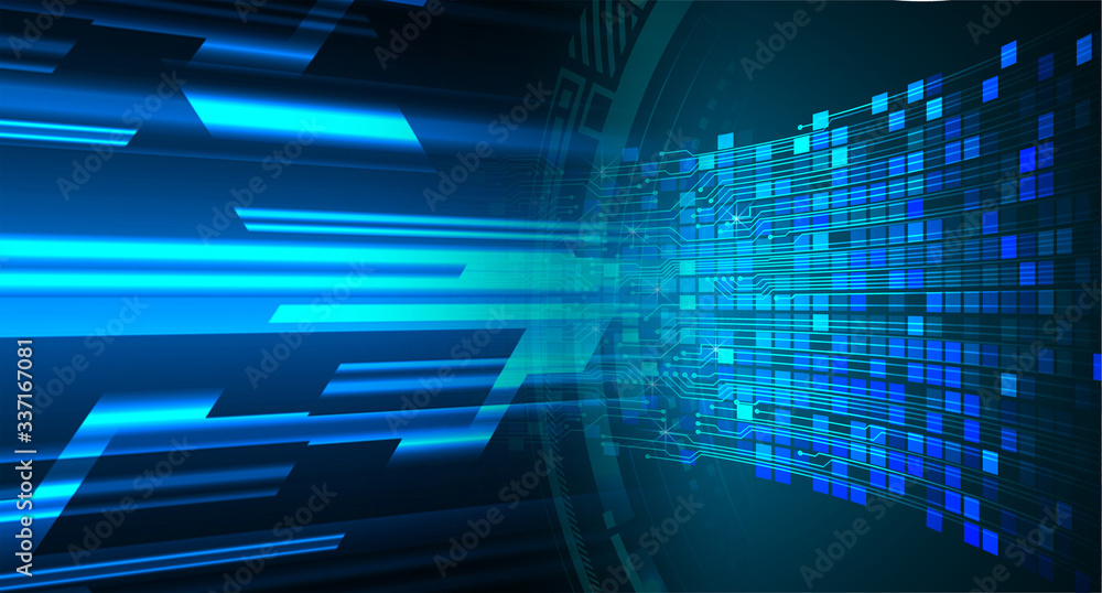 Blue cyber circuit future technology concept background Blue cyber circuit future technology concept background