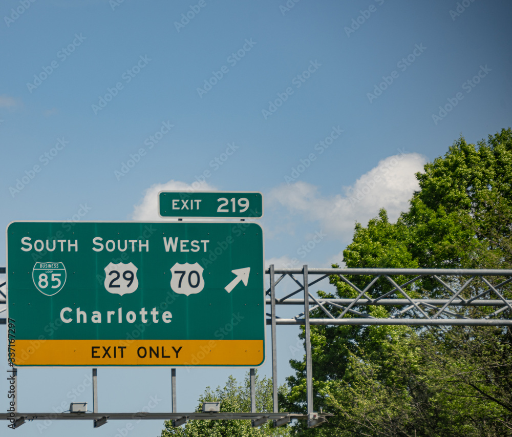 Charlotte, NC, Highway Sign